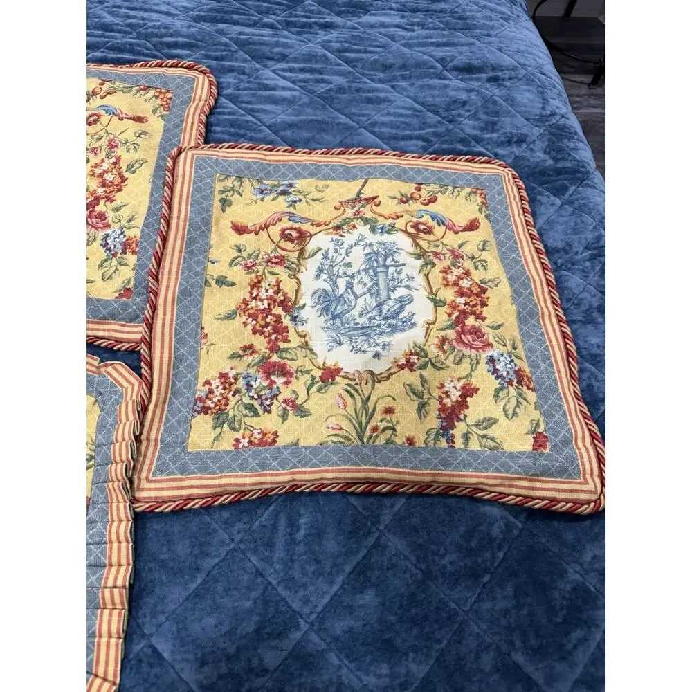 VTG Jane Wilner Rooster French Cottage Toile 7 Piece Duvet Set Shams King